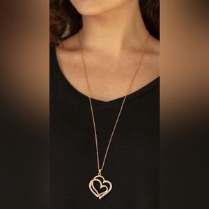 Paparazzi Gold Double Heart Necklace